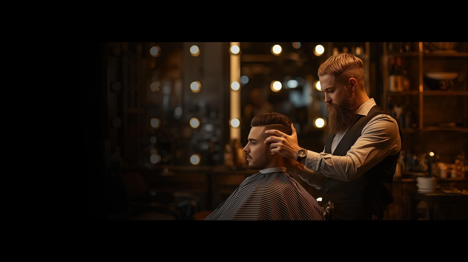 Barbero trabajando en una silla profesional